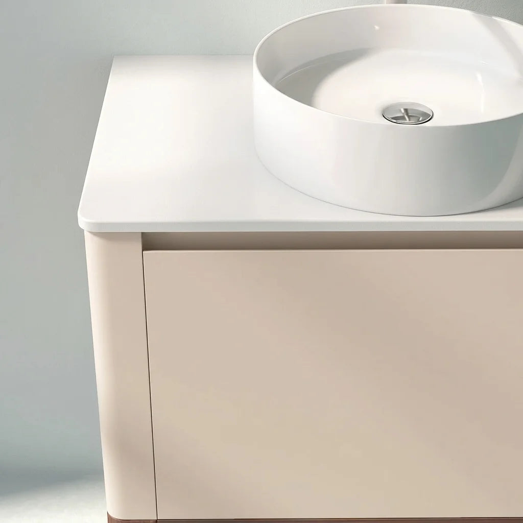 Meuble à poser beige, 80 cm, avec plan en résine minérale, Parthéon