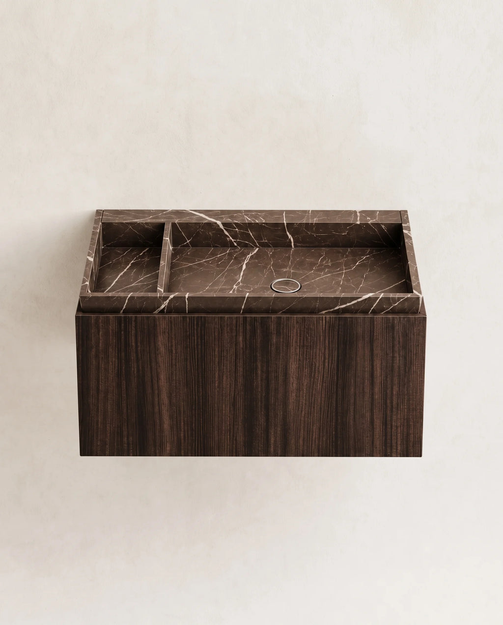 Meuble bois 90 cm avec vasque marbre, Luys