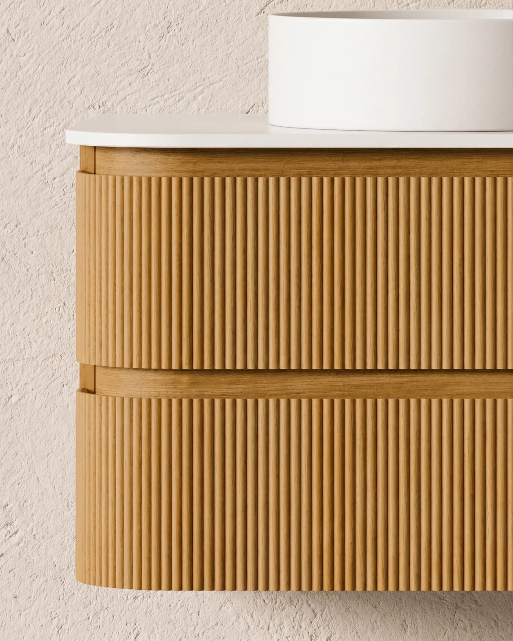 Meuble double vasque suspendu XXL chêne arrondi 150 cm – Atel
