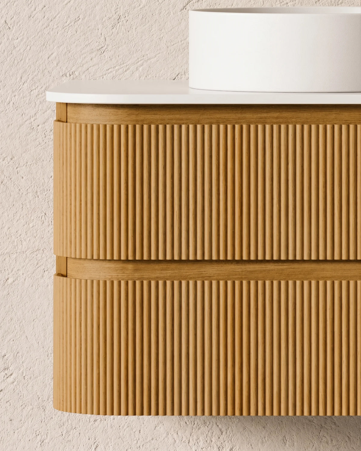 Meuble double vasque suspendu XXL chêne arrondi 150 cm – Atel