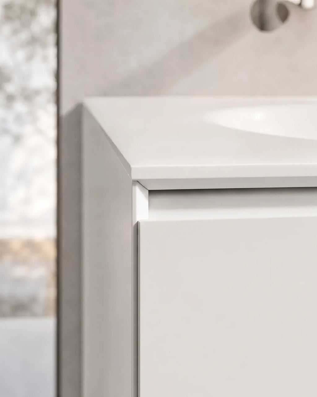 Meuble laque, 140cm avec plan double vasque intégrée, Bellea