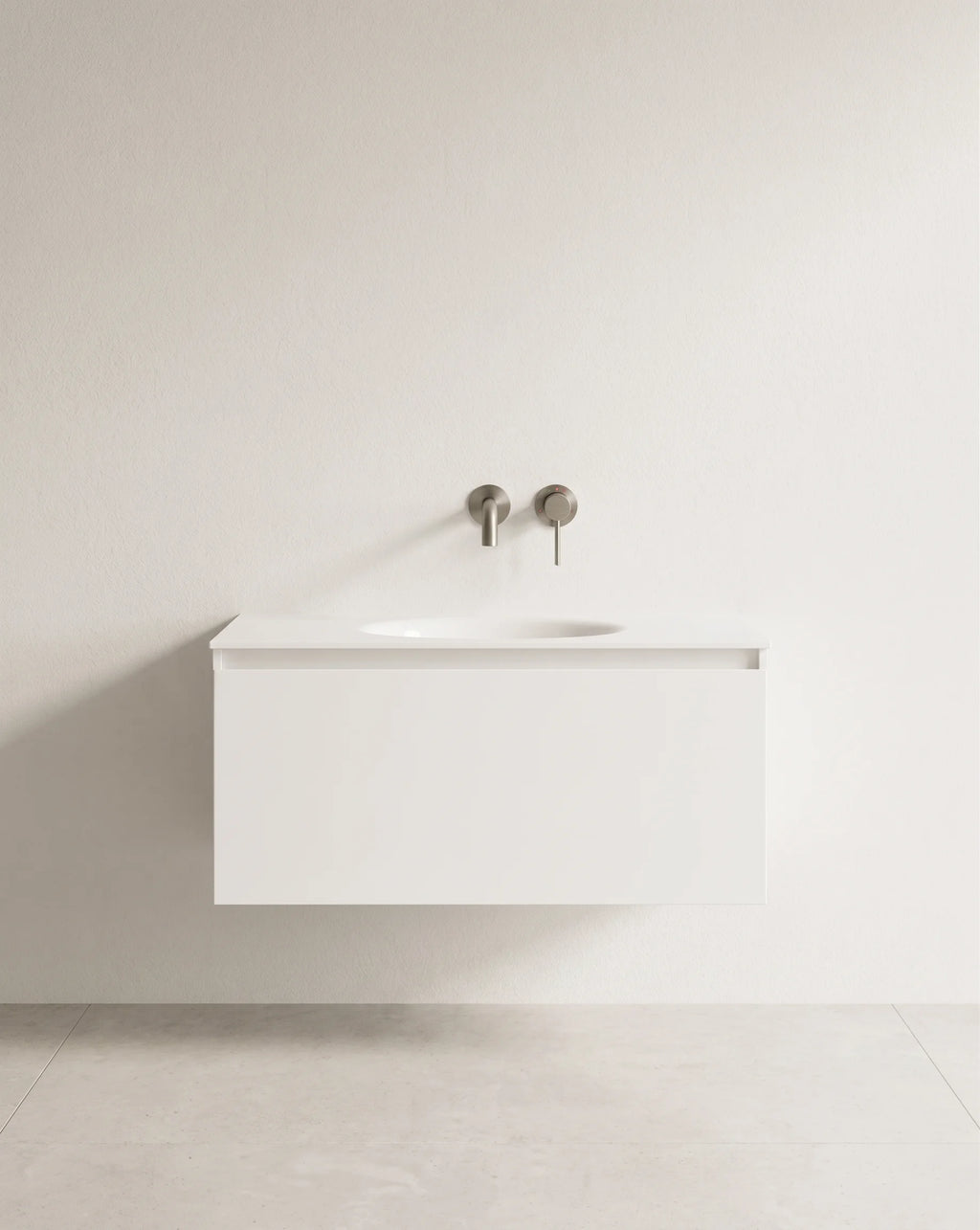 Meuble laque, 80cm avec plan vasque intégrée, Bellea