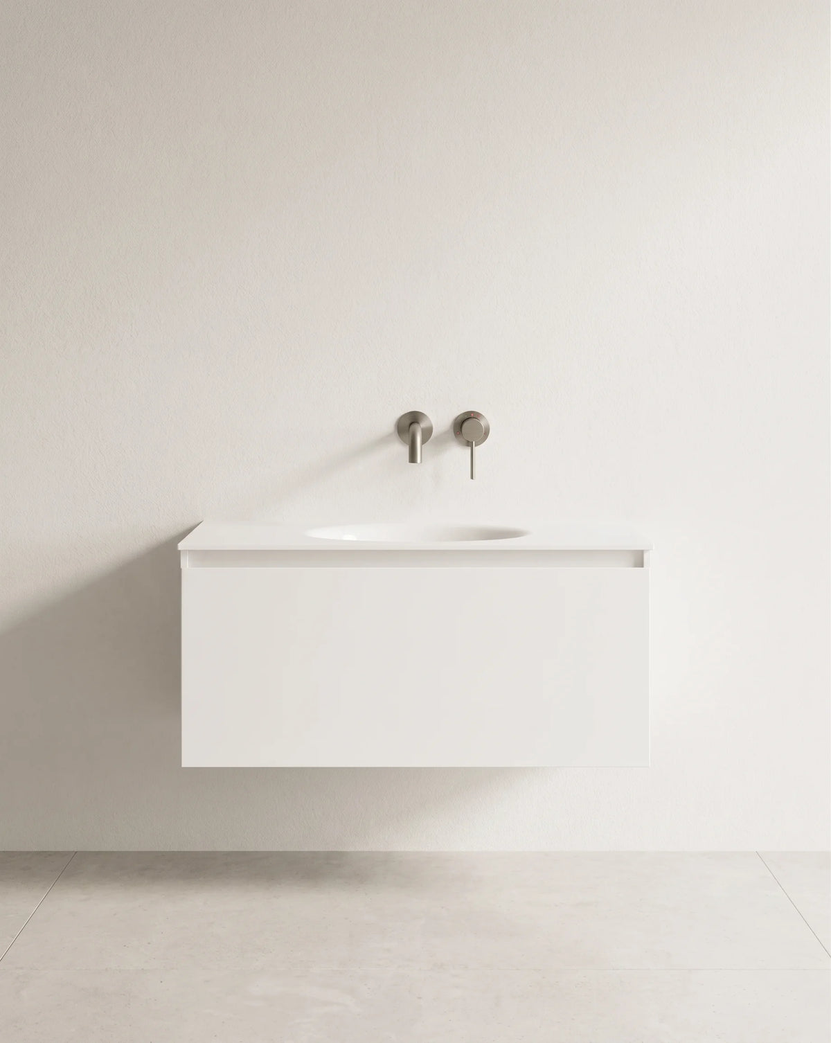 Meuble laque, 80cm avec plan vasque intégrée, Bellea