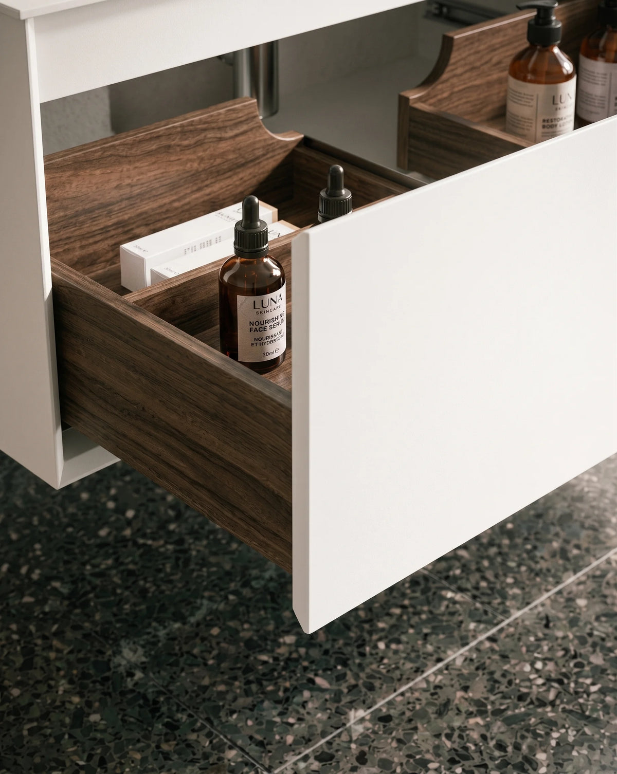 Meuble laque, 80cm avec plan vasque intégrée, Bellea