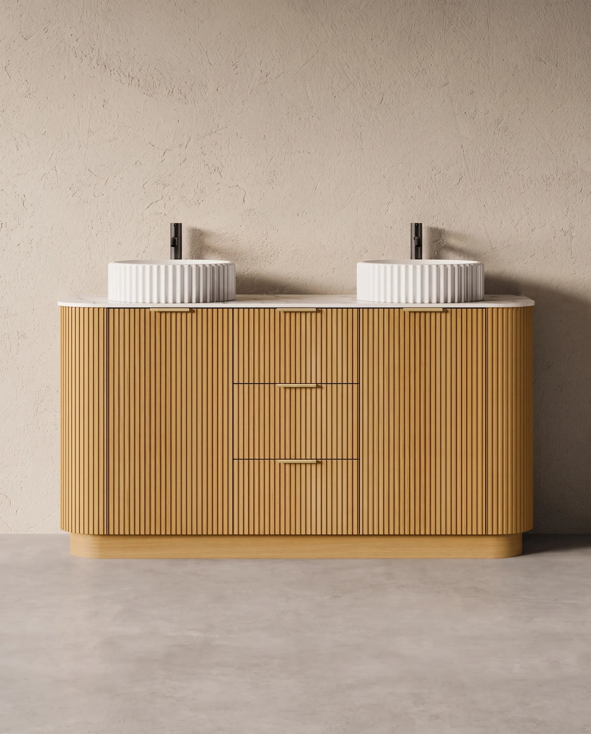 Meuble salle de bain, plan pierre 150cm, Leny