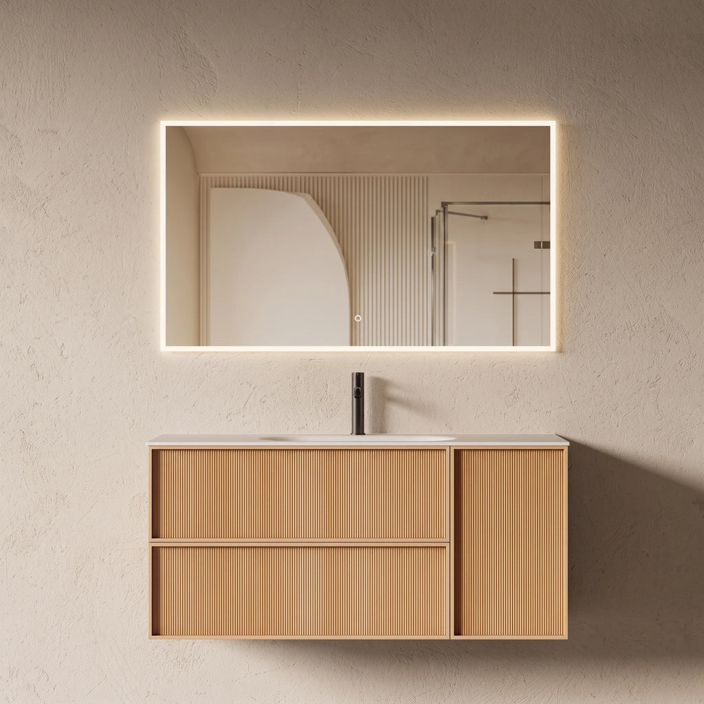 Meuble salle de bain, plan résine 120cm, chêne naturel - Noaï