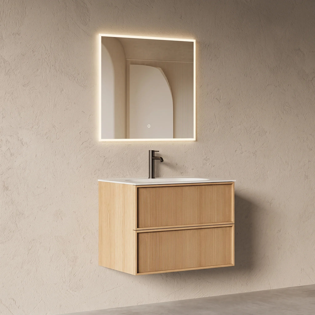 Meuble salle de bain, plan résine 75cm, chêne naturel - Noaï
