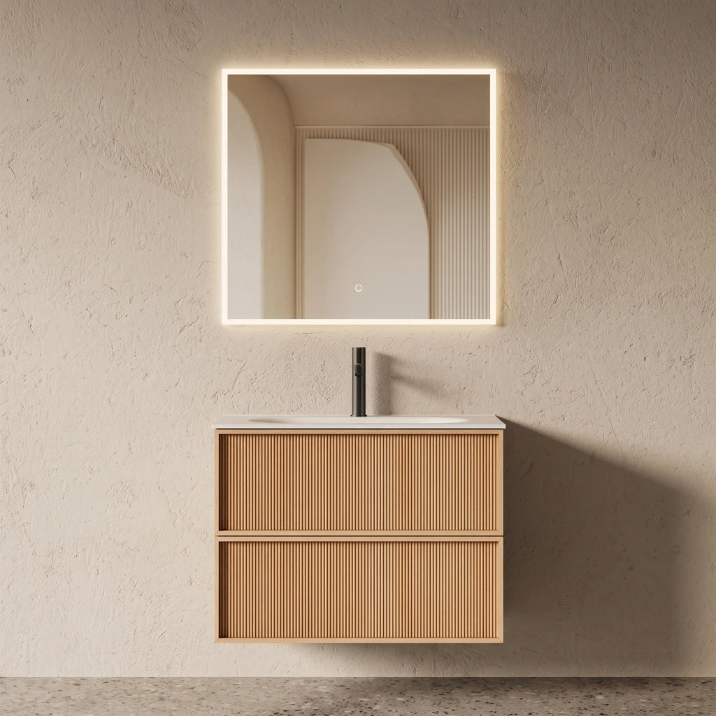 Meuble salle de bain, plan résine 75cm, chêne naturel - Noaï
