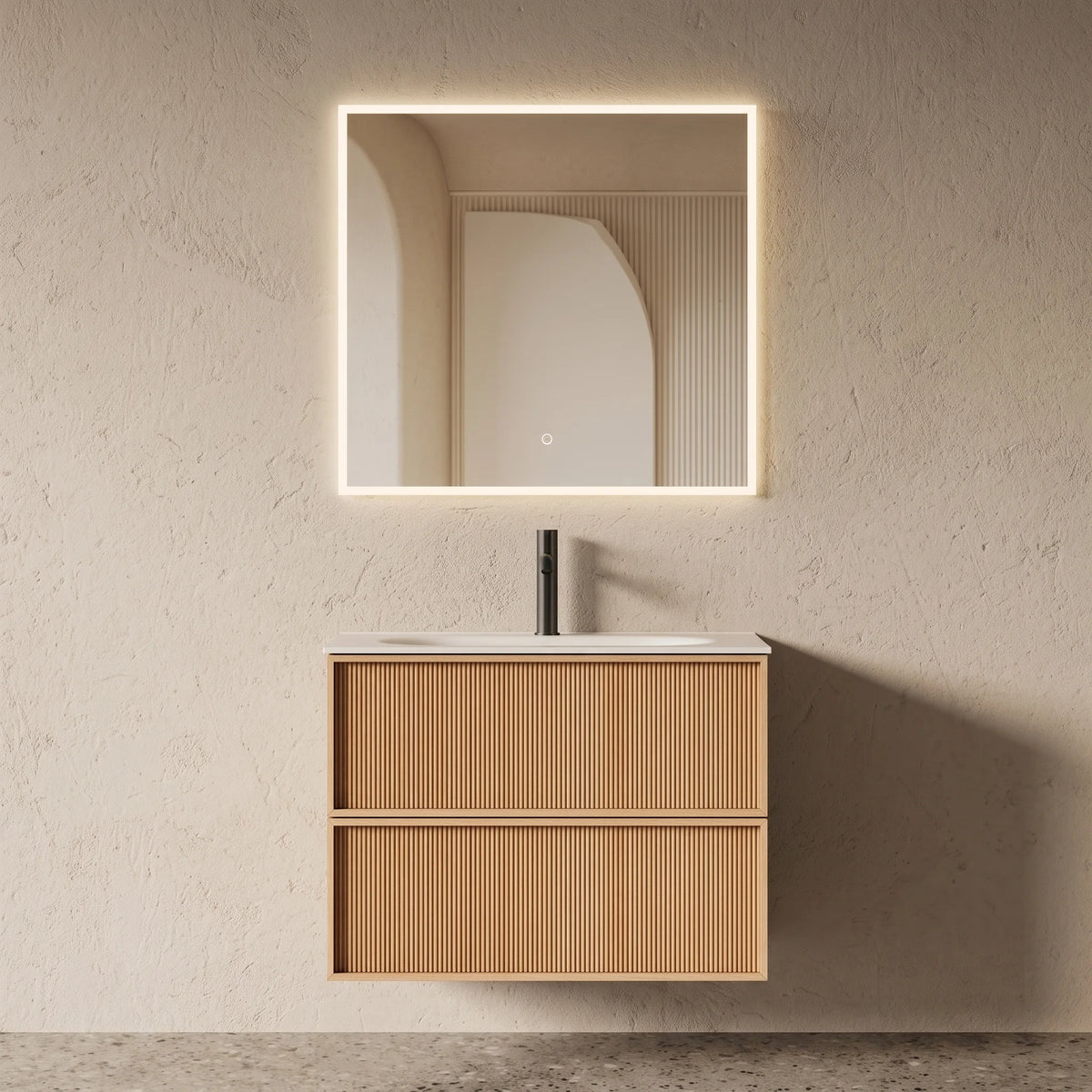 Meuble salle de bain, plan résine 75cm, chêne naturel - Noaï