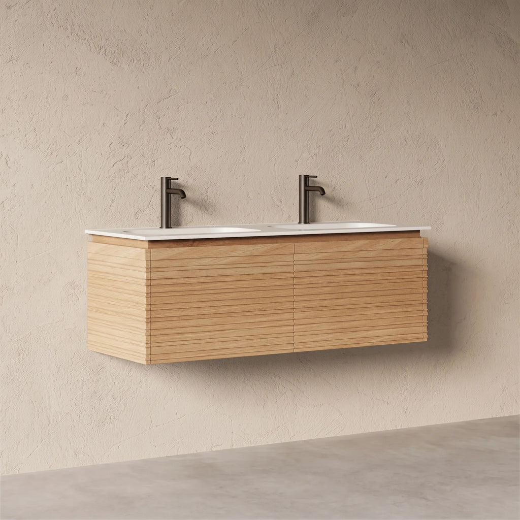 Meuble salle de bain double vasque 120cm chêne naturel - Orion