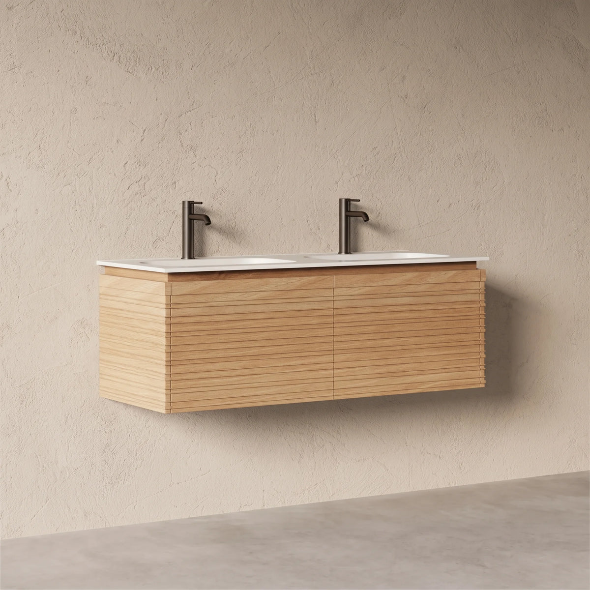 Meuble salle de bain double vasque 120cm chêne naturel - Orion