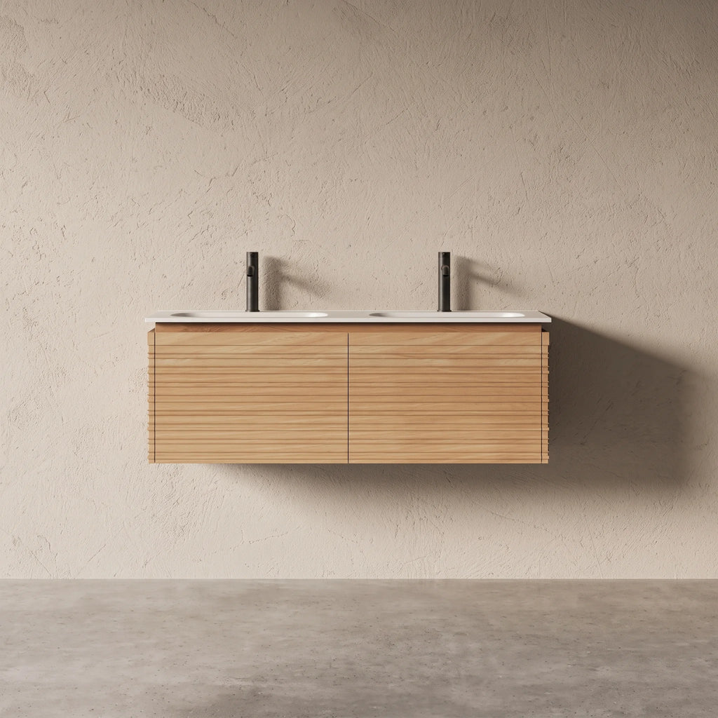 Meuble salle de bain double vasque 120cm chêne naturel - Orion