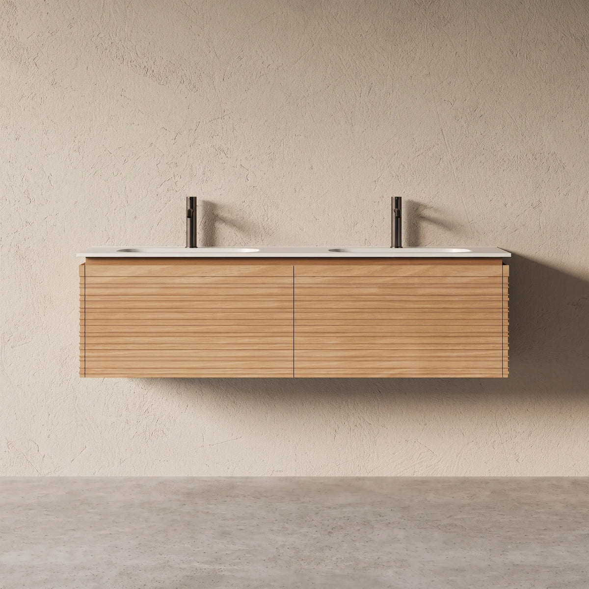 Meuble salle de bain double vasque 150cm chêne naturel - Orion