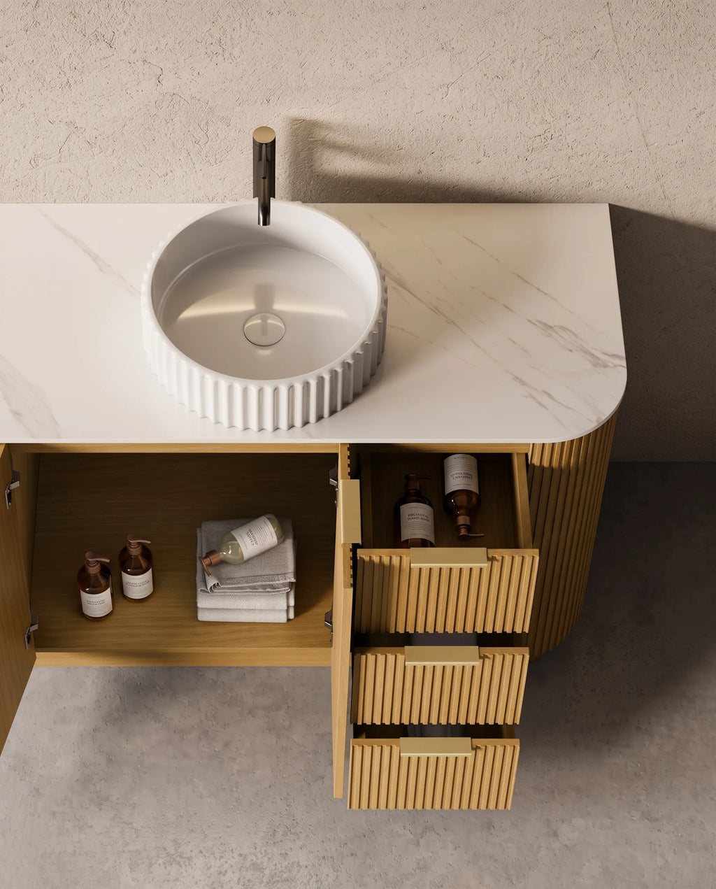 Meuble salle de bain plan pierre 120cm - Leny