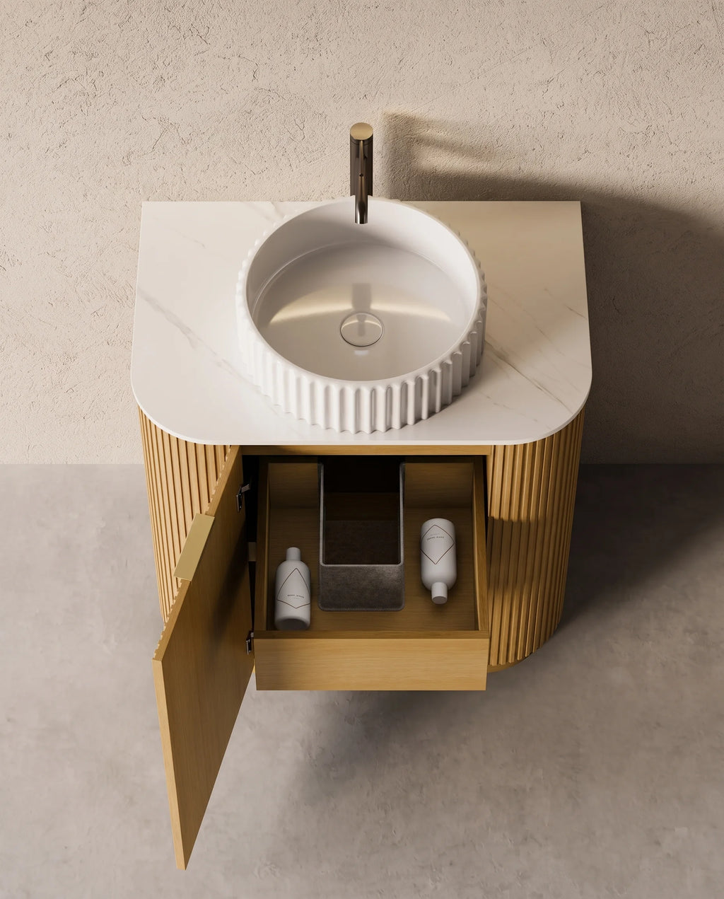 Meuble salle de bain plan pierre 75cm - Leny