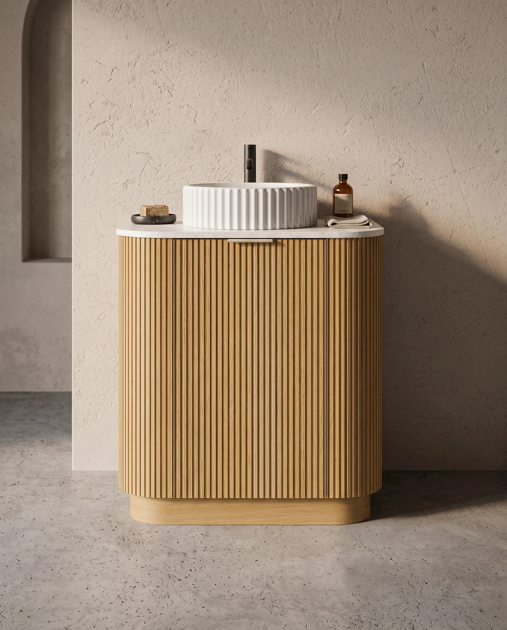 Meuble salle de bain plan pierre 75cm - Leny