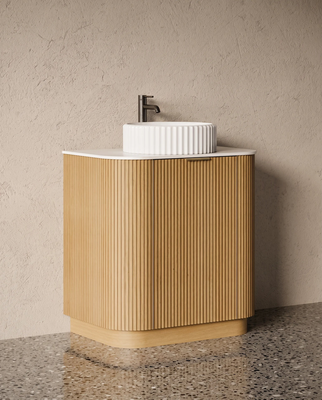 Meuble salle de bain plan pierre 75cm - Leny
