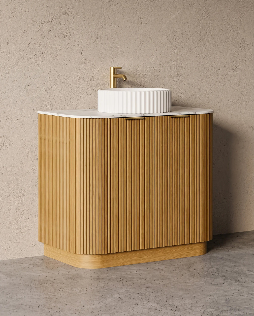 Meuble salle de bain plan pierre 90cm - Leny