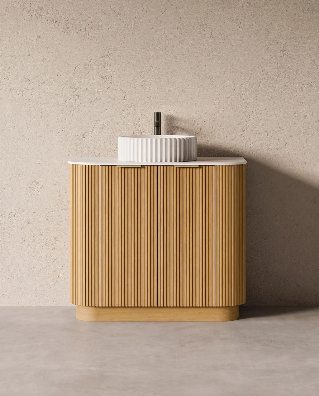 Meuble salle de bain plan pierre 90cm - Leny