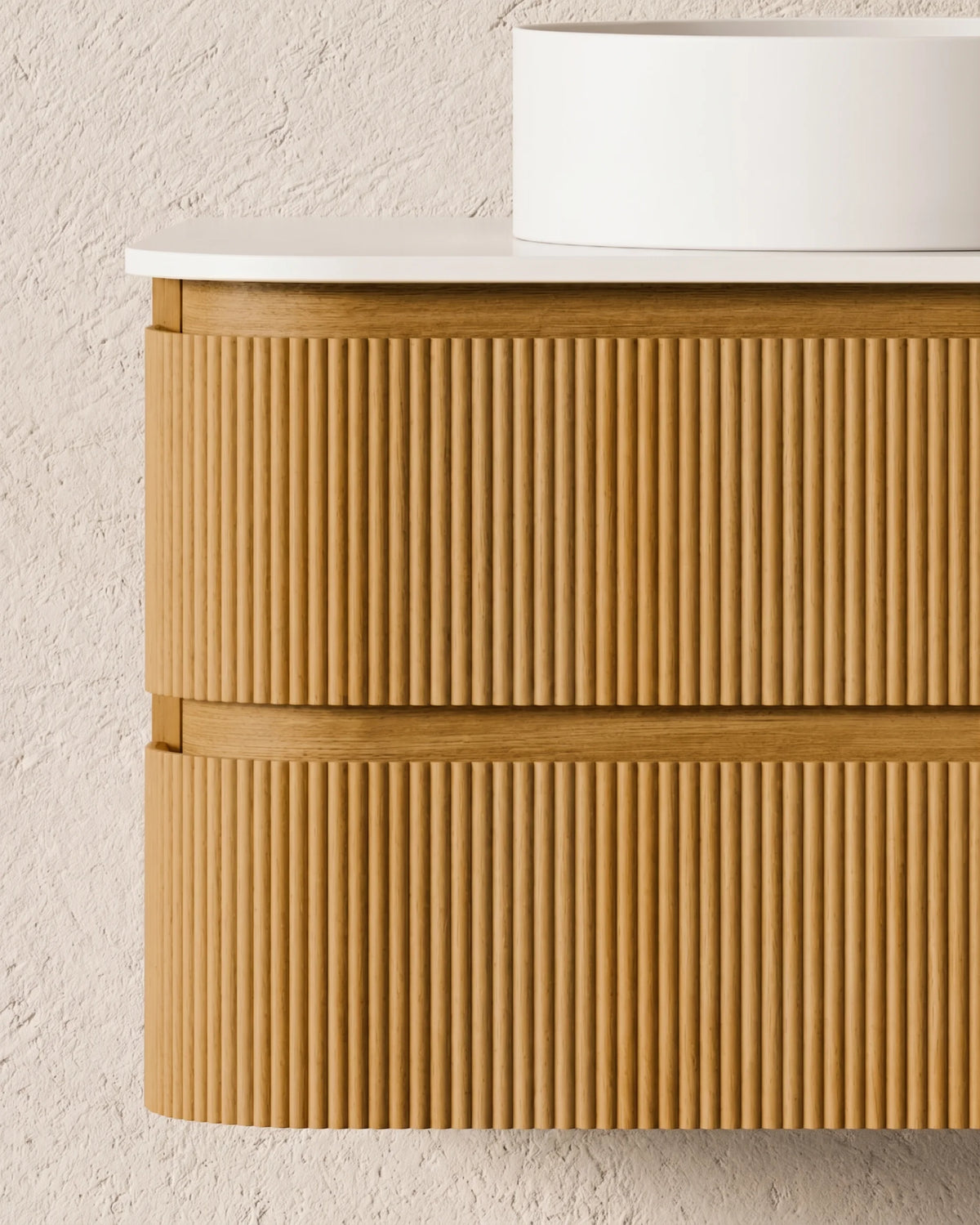 Meuble vasque arrondi suspendu en chêne 80 cm – Atel