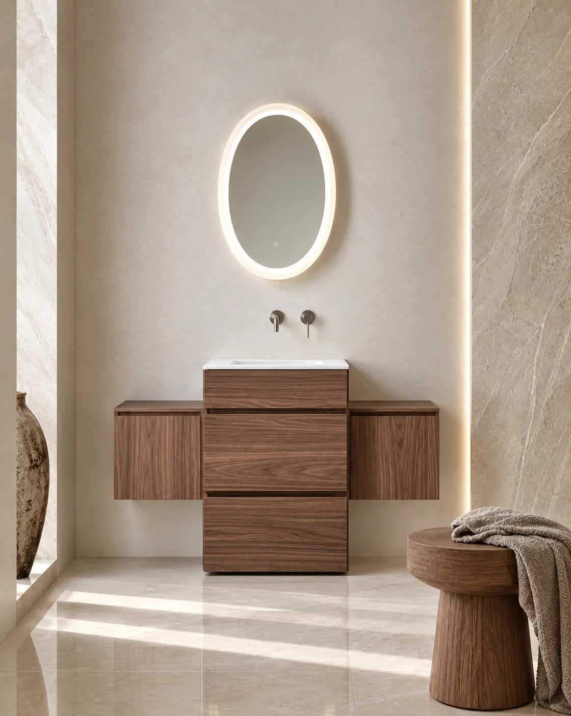 Meuble vasque modulaire bois chêne, Luma