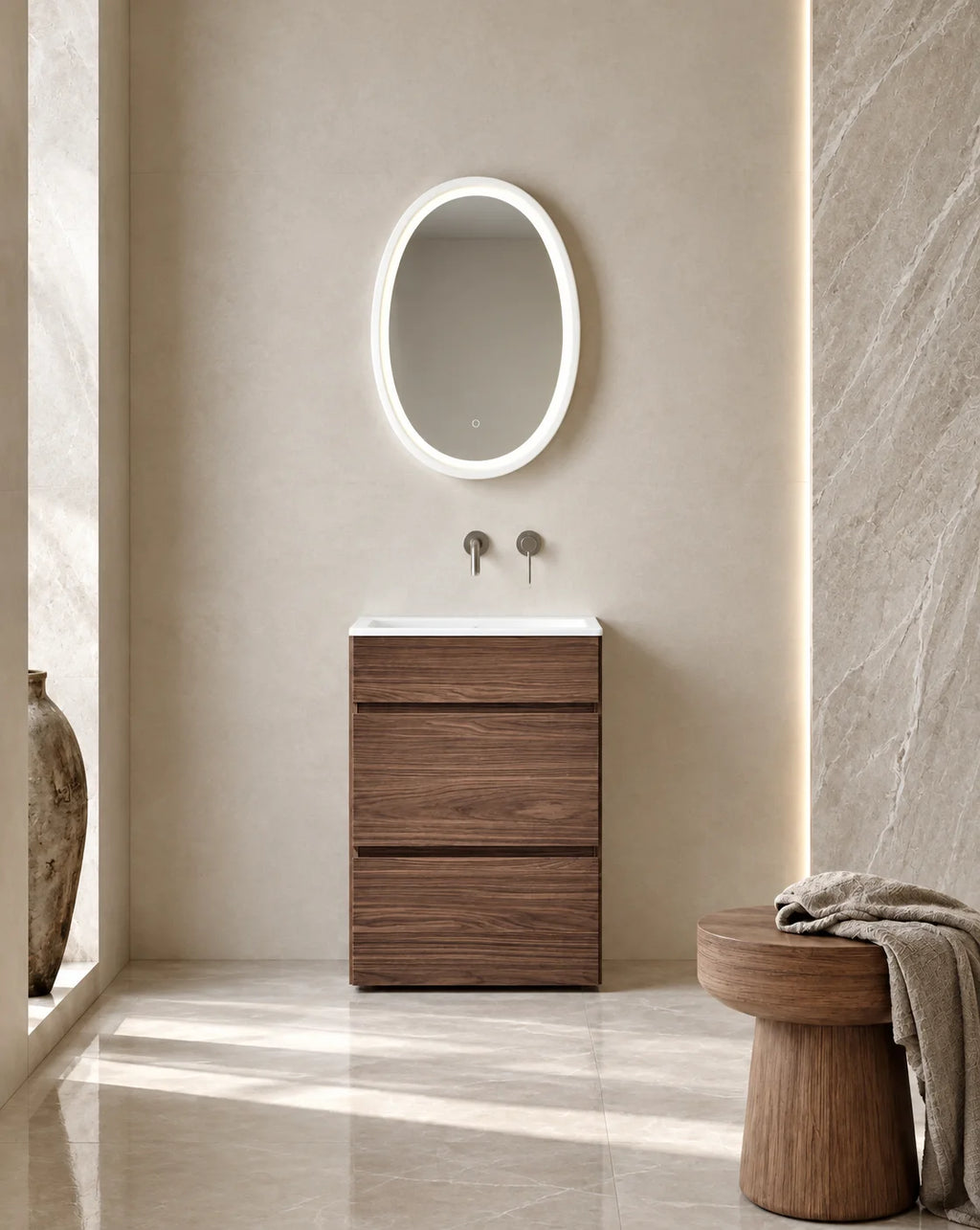 Meuble vasque modulaire bois chêne, Luma